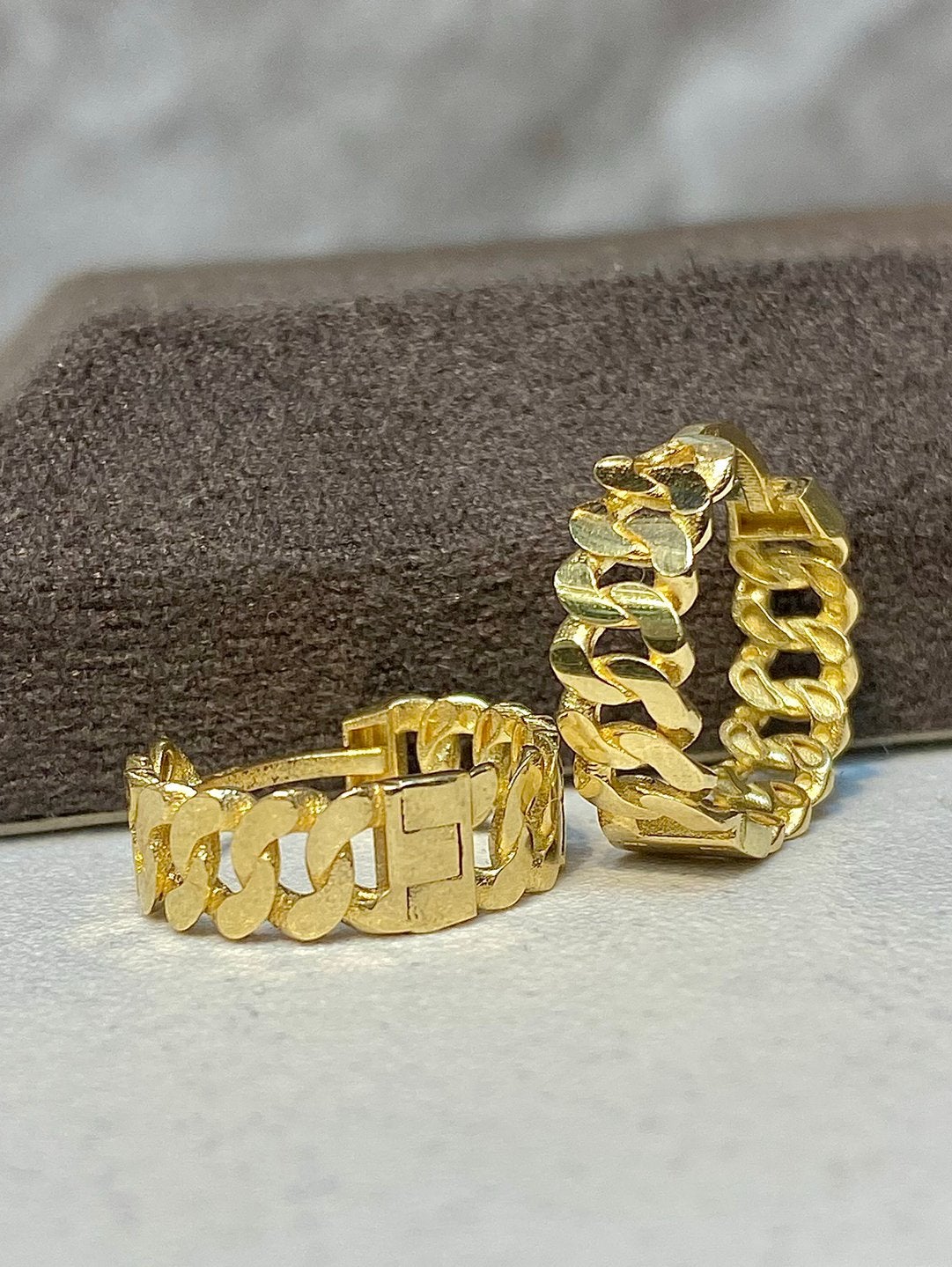 14k Gouden Cuban Link Oorbellen, Sieraden, Tassen en Uiterlijk, Ophalen of Verzenden, Zo goed als nieuw, Goud