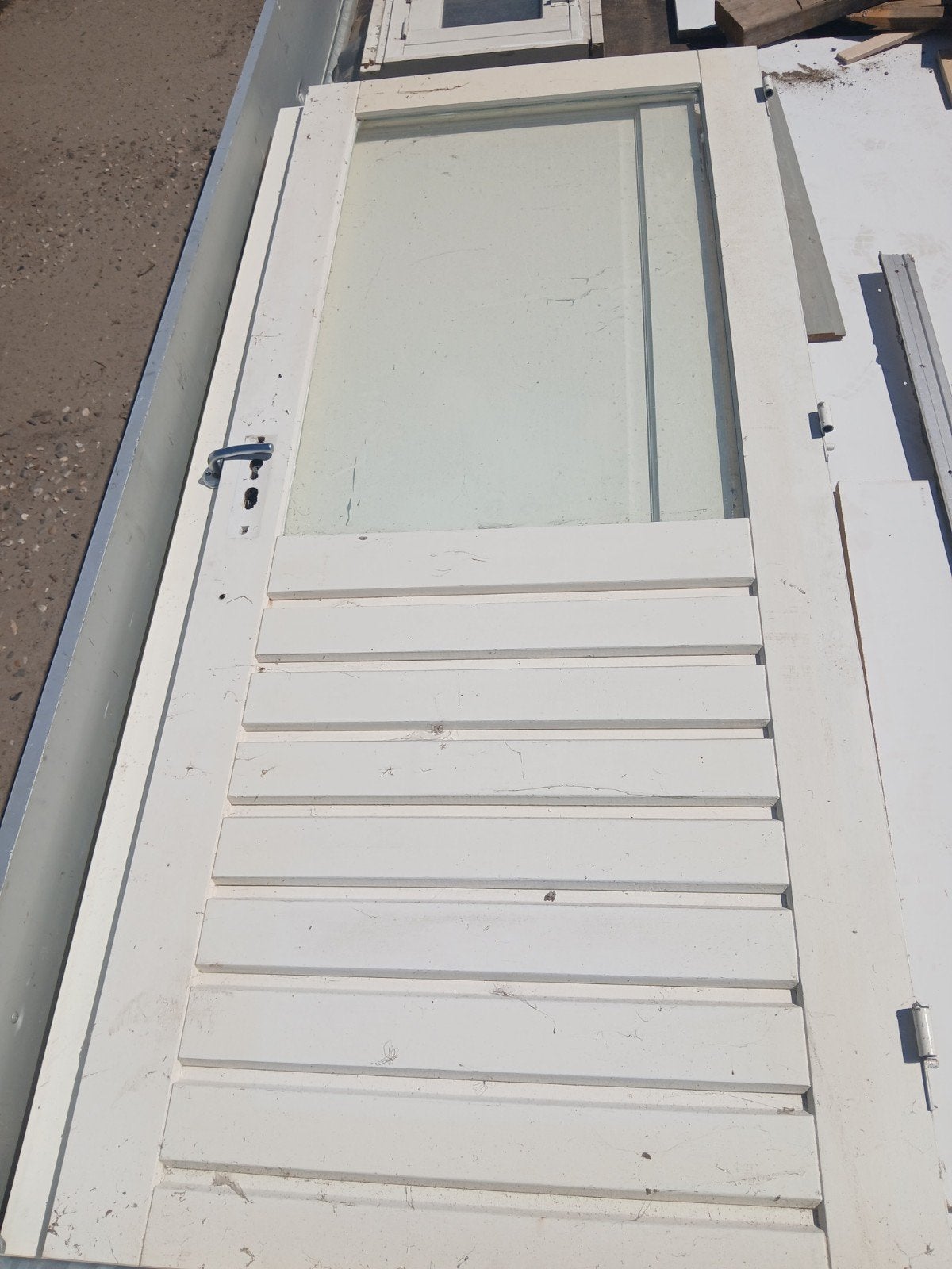 Hardhouten buitendeur met enkel glas, 86.5x200cm, Ophalen of Verzenden