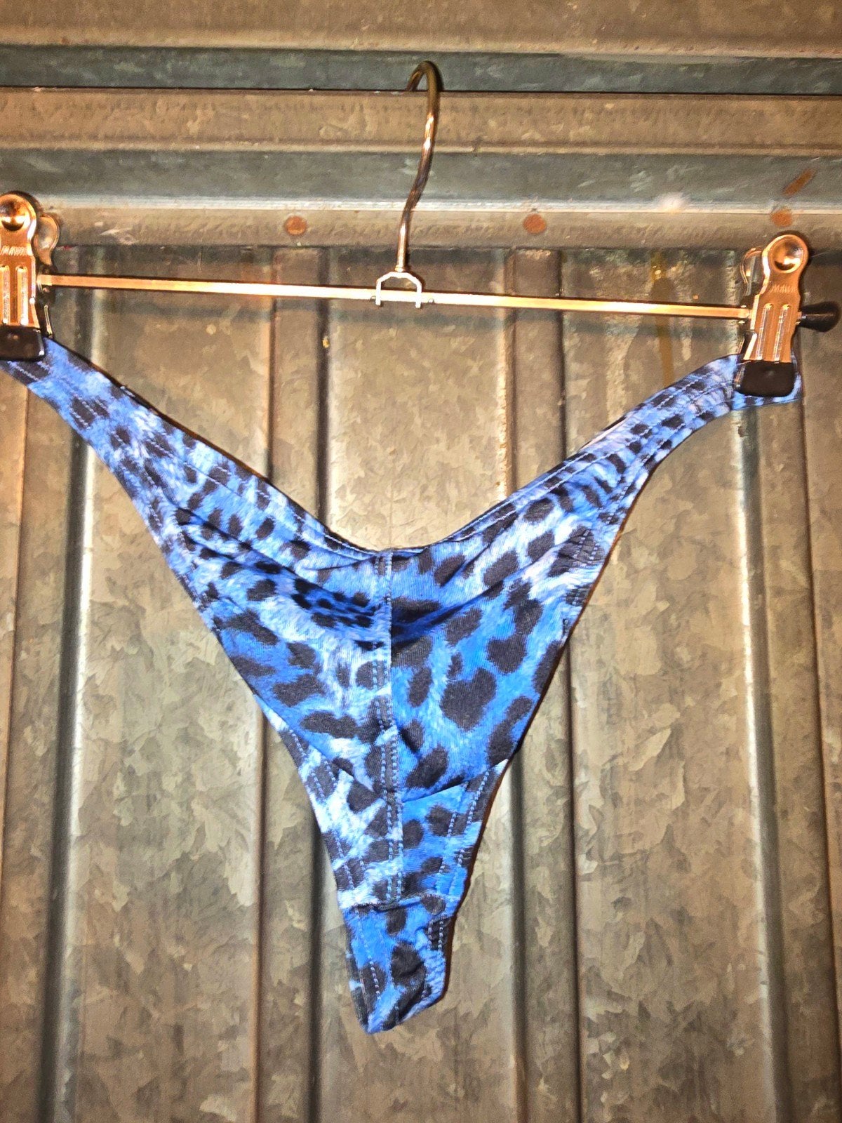 Blauwe string met luipaardprint, Verzenden, Blauw
