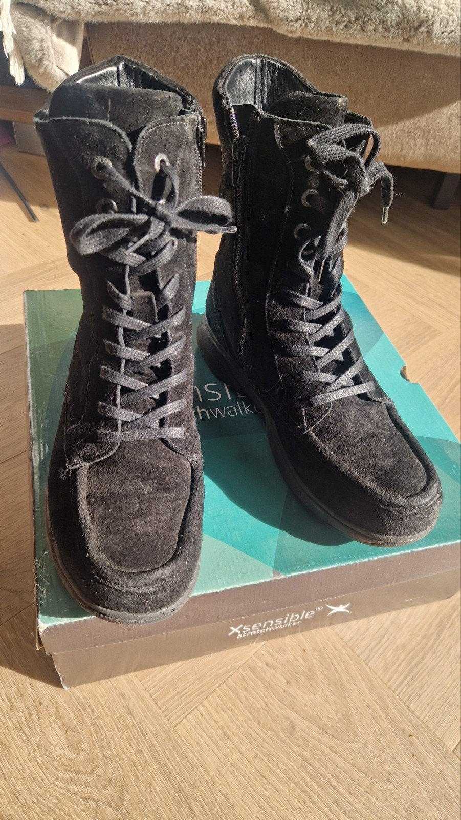 Xsensible Emilia D. Boots zwart suède, maat 40 breedte H, Xsensible, Zwart, Lage of Enkellaarzen, Ophalen of Verzenden
