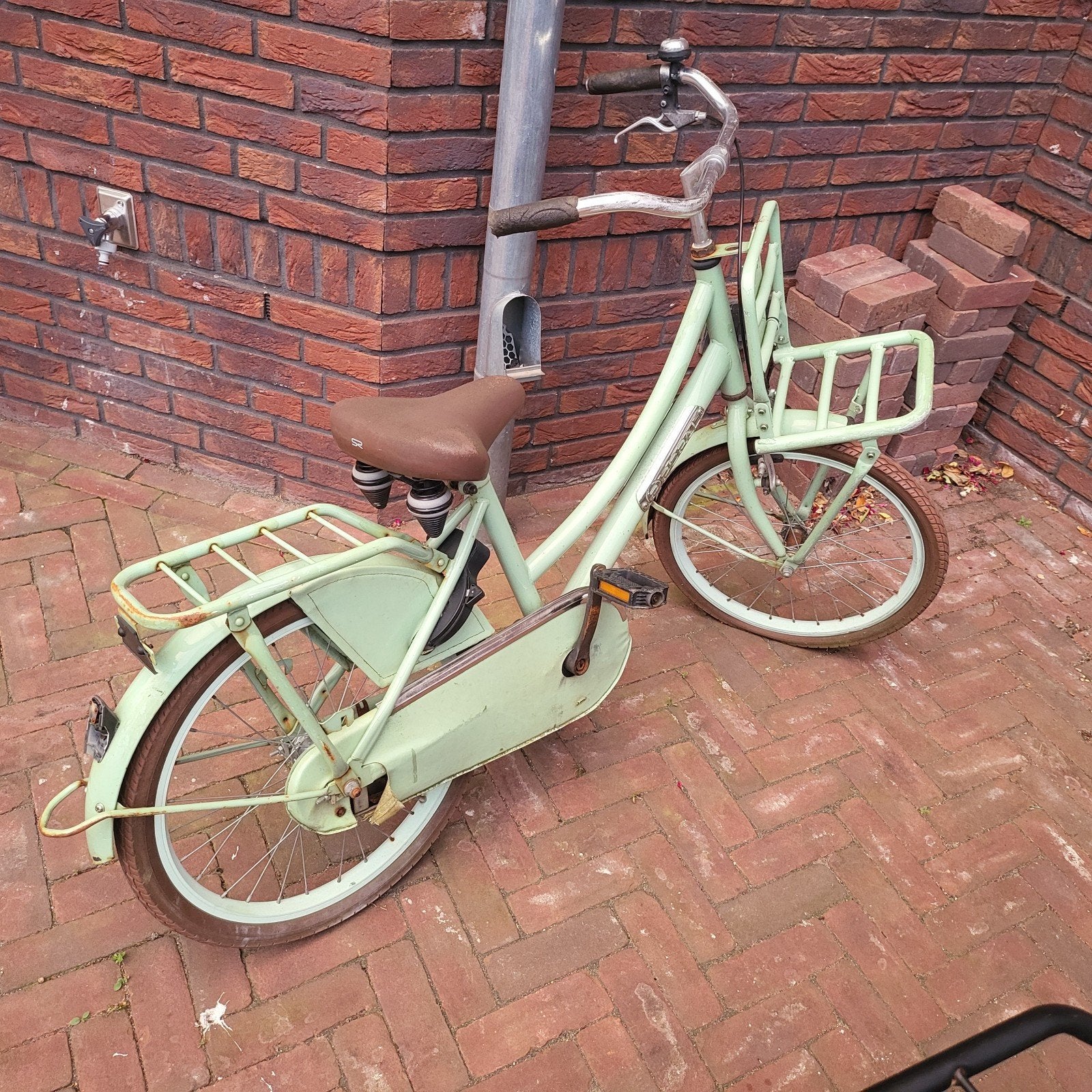 Vintage Damesfiets - Lichtgroen met Voordrager, Velgrem, 50 tot 53 cm, Ophalen, Overige merken