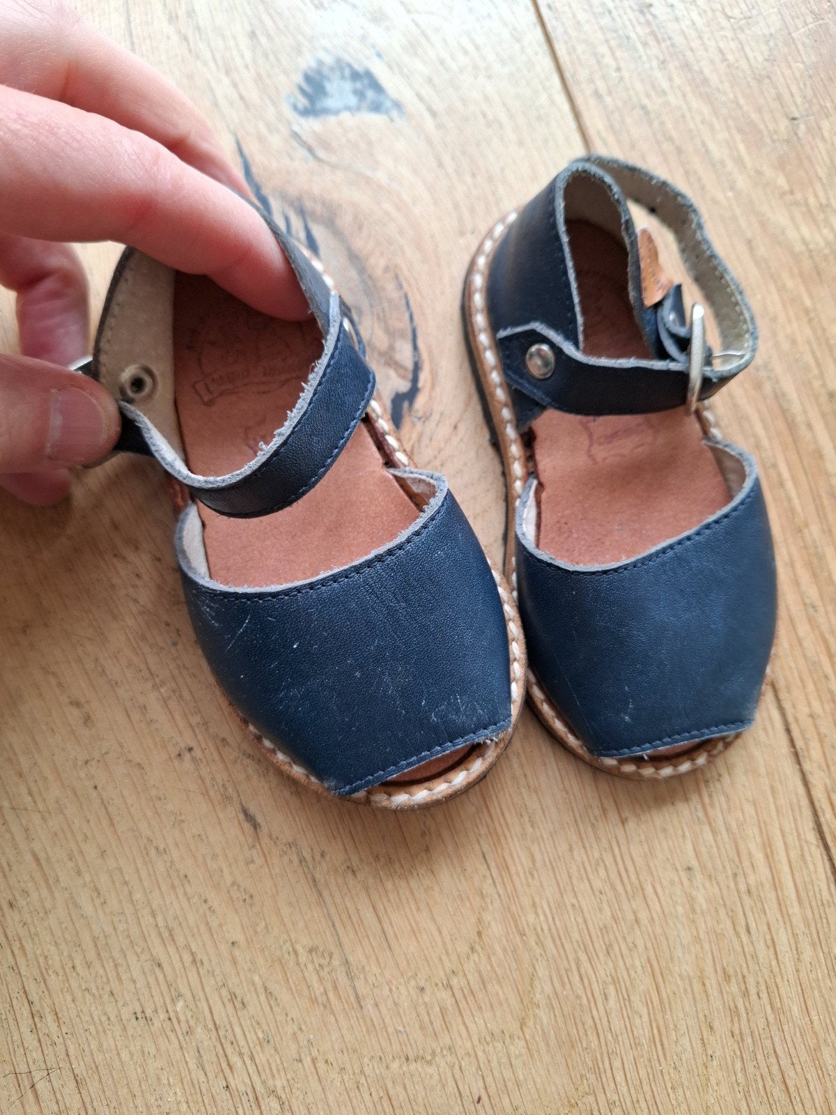 Menorca retro leren sandaaltjes maat 19, Gebruikt, Menorquinas, Jongen of Meisje, Schoenen