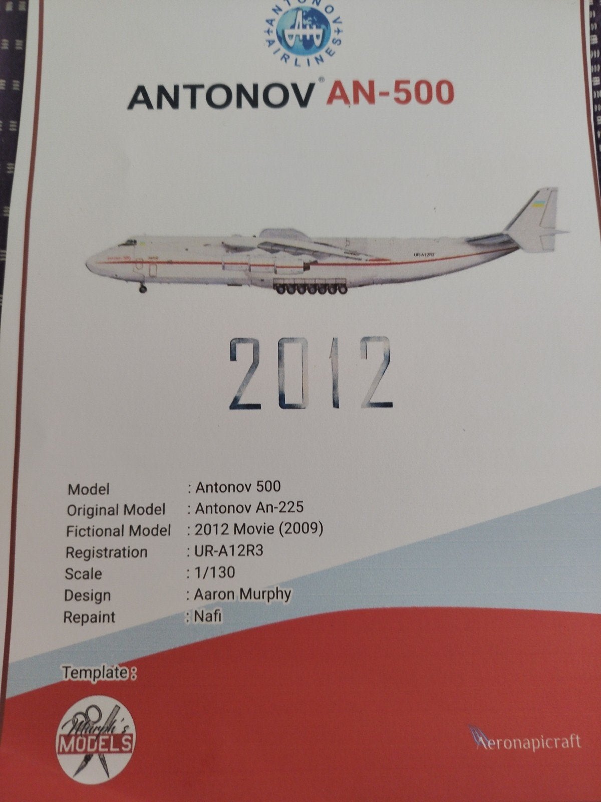 Antonov AN-500 Modelbouw Vliegtuig (21 Pagina's), Overige merken, 1:72 tot 1:144, Nieuw, Ophalen of Verzenden