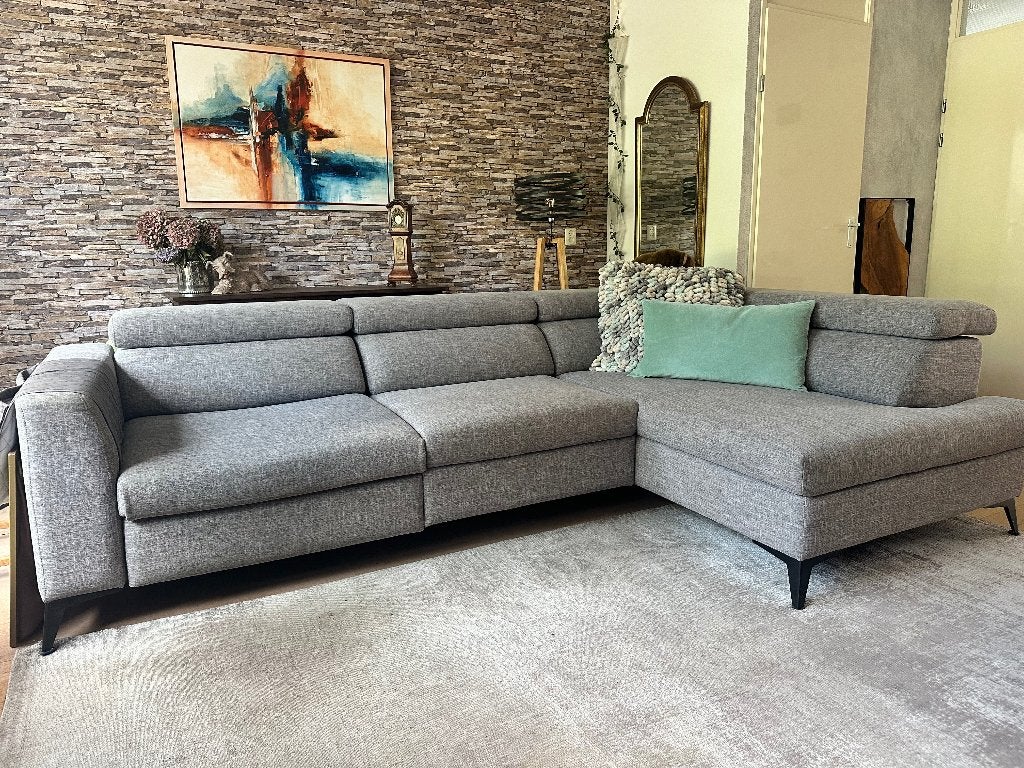 L-hoekbank / loungebank / elektrisch, Huis en Inrichting, Ophalen, 75 tot 100 cm, Zo goed als nieuw, Stof
