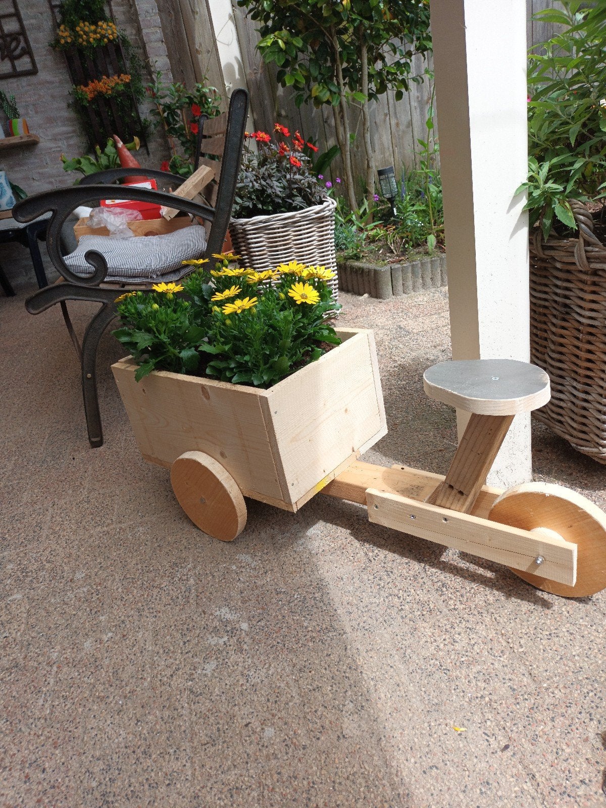 Houten bakfietsje / plantenbakje..nieuw., Ophalen, Overige materialen, Nieuw, Minder dan 40 cm
