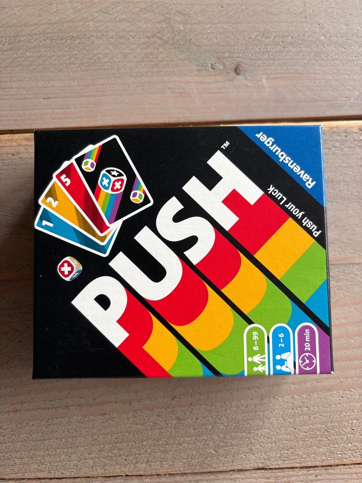 PUSH: Ravensburger kaartspel - Push Your Luck, Een of twee spelers, Ophalen of Verzenden, Zo goed als nieuw