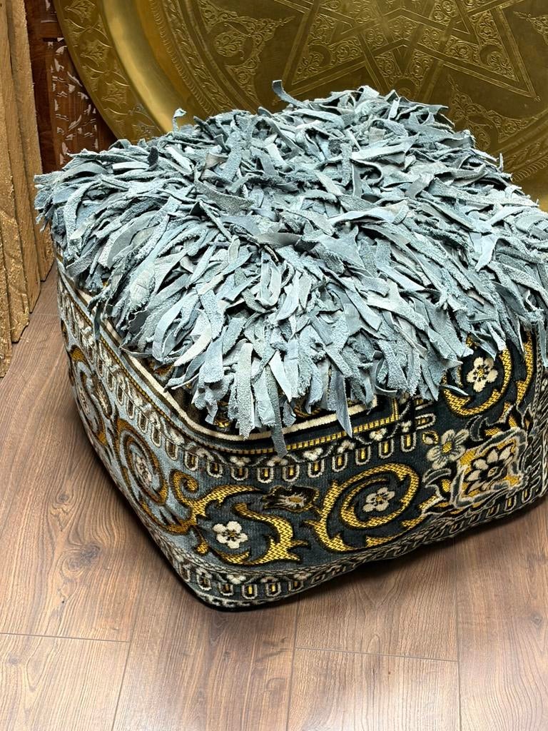 Grote Unieke handgemaakte poef – Gerecyclede materialen, Bohemian / Boho, Eclectisch, uniek, ., Nieuw, Made by myself