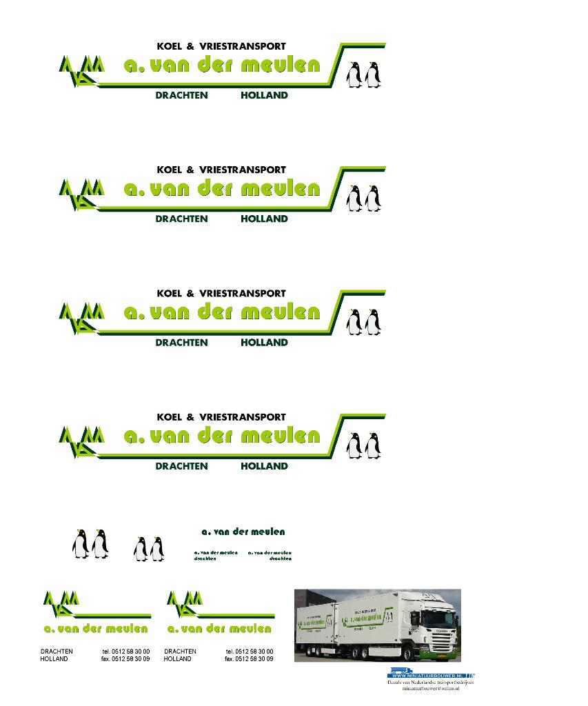 Vrachtauto decal 1:50 A v d Meulen Drachten ( combi ), Hobby en Vrije tijd, Modelauto's | 1:50, Verzenden, Nieuw, Bus of Vrachtwagen