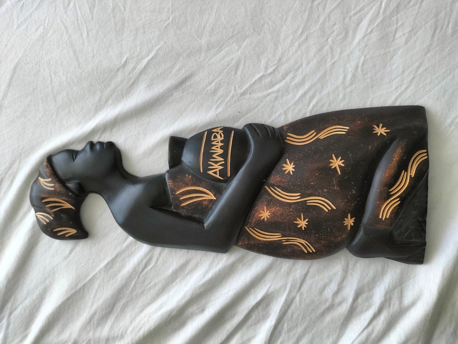 Afrikaanse vrouw, Ghana , houtwerk 52 cm hoog, 20 cm breed, Antiek en Kunst, Ophalen