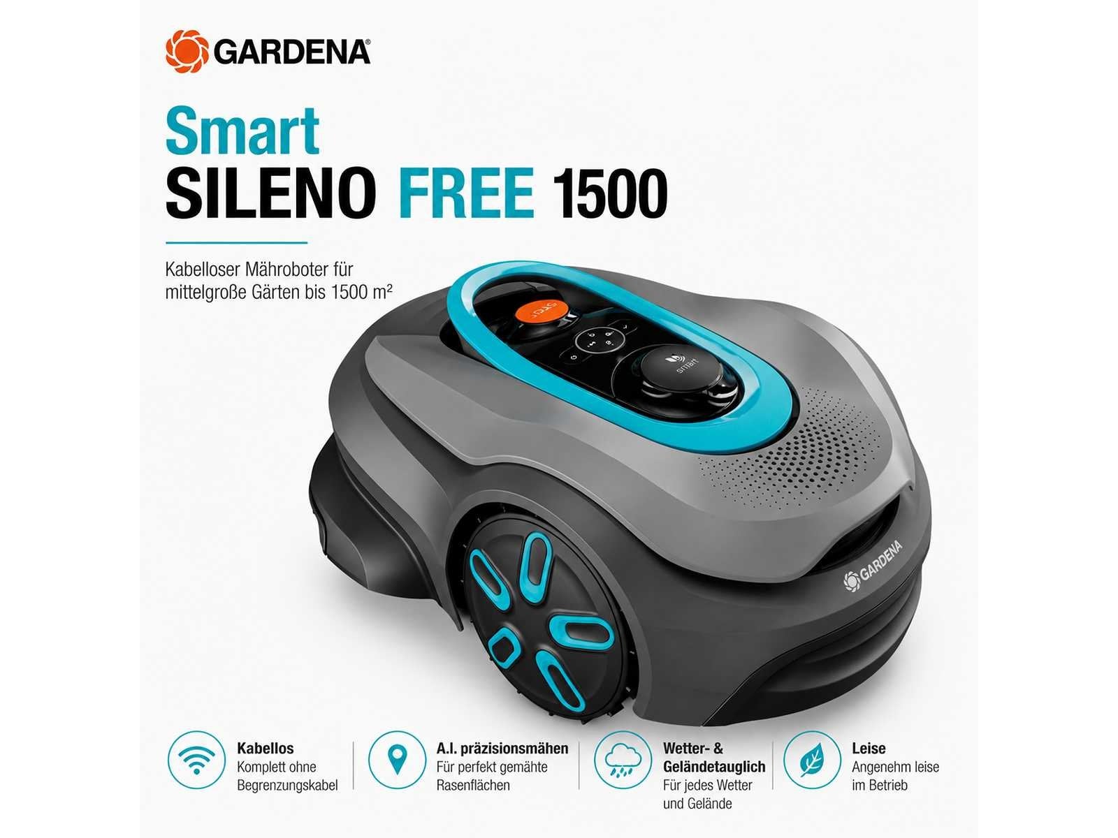 Gardena - Smart SILENO FREE 1500 - Robotmaaier, Zakelijke goederen, Machines en Bouw | Tuin, Park en Bosbouw, Maaier