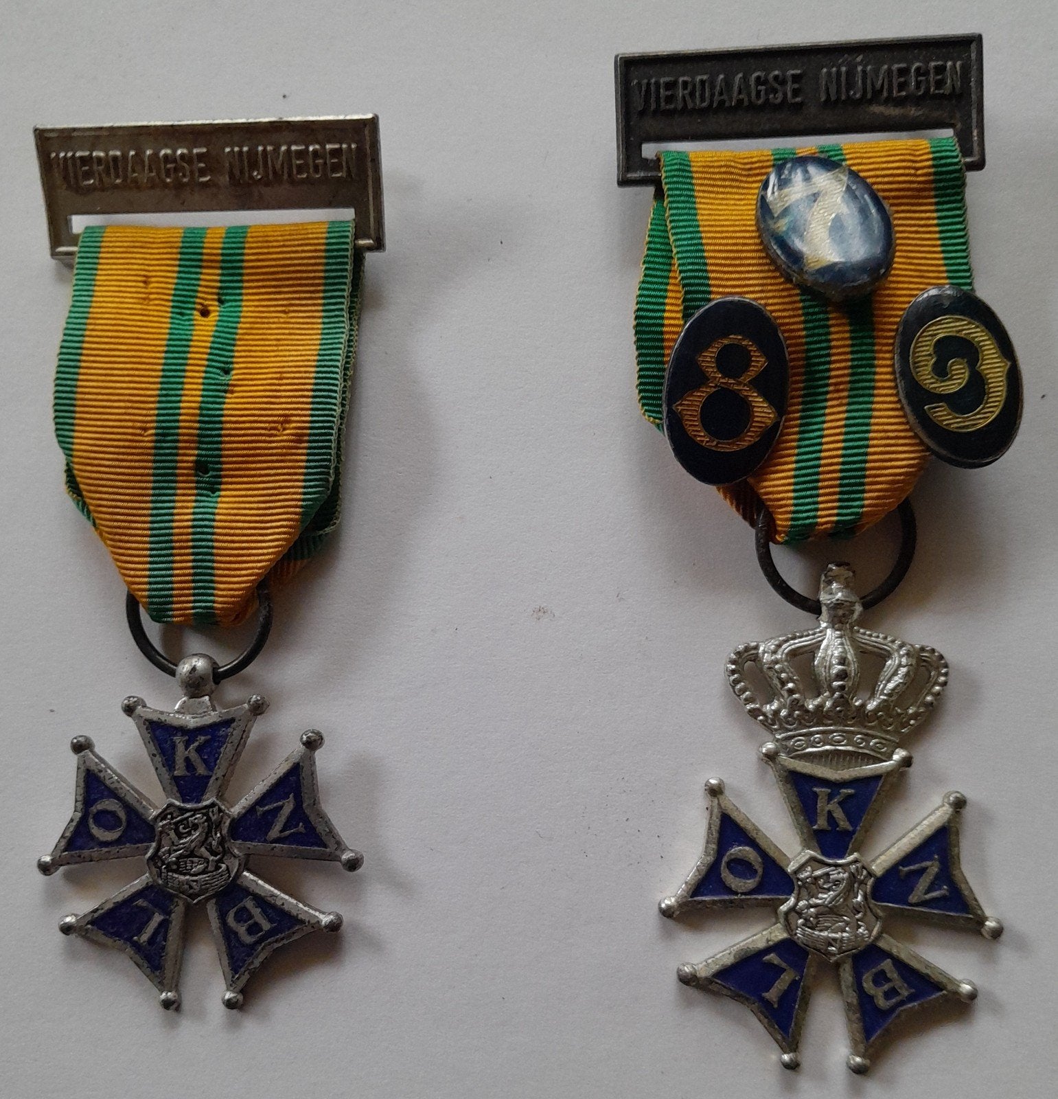 Nijmeegse vierdaagse medailles 5 t/m. 9 x gelopen., Ophalen of Verzenden, Overige materialen, Nederland