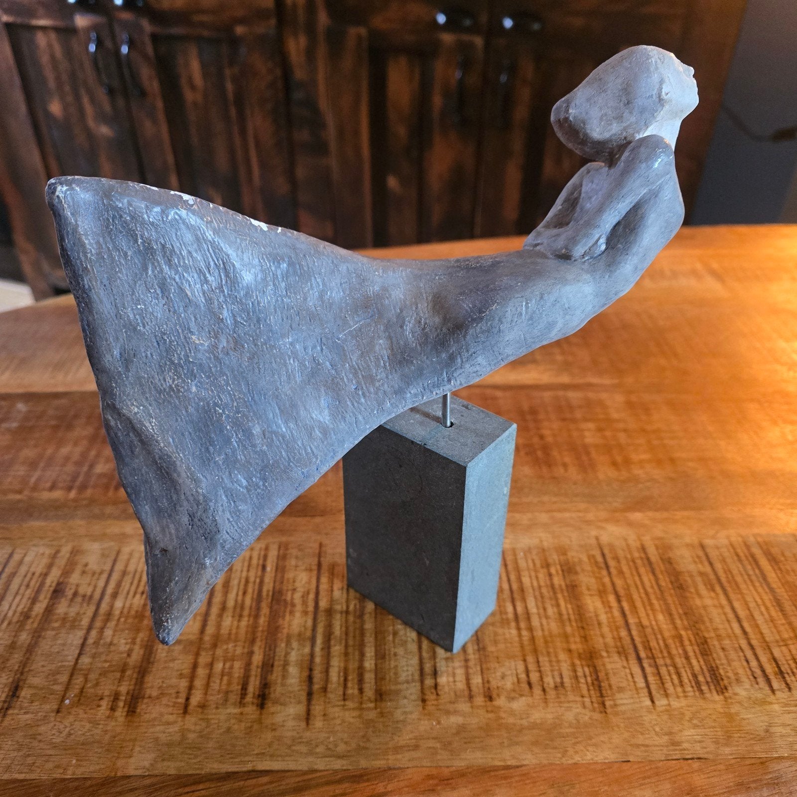 Bijzondere vintage mermaid / zeemeermin sculptuur–gesigneerd, Ophalen of Verzenden, 20 - 50 cm, Beeld, Abstract