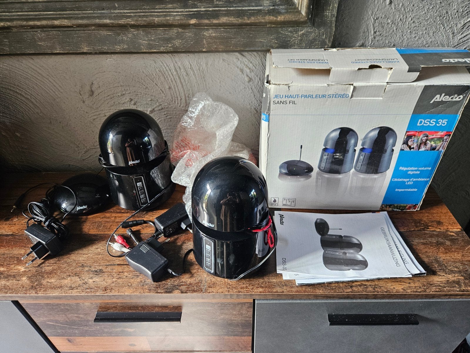 Alecto DSS 35 Draadloze Stereo Speakerset nog zgan, Overige merken, Stereo speakers, 120 tot 150 watt, Zo goed als nieuw