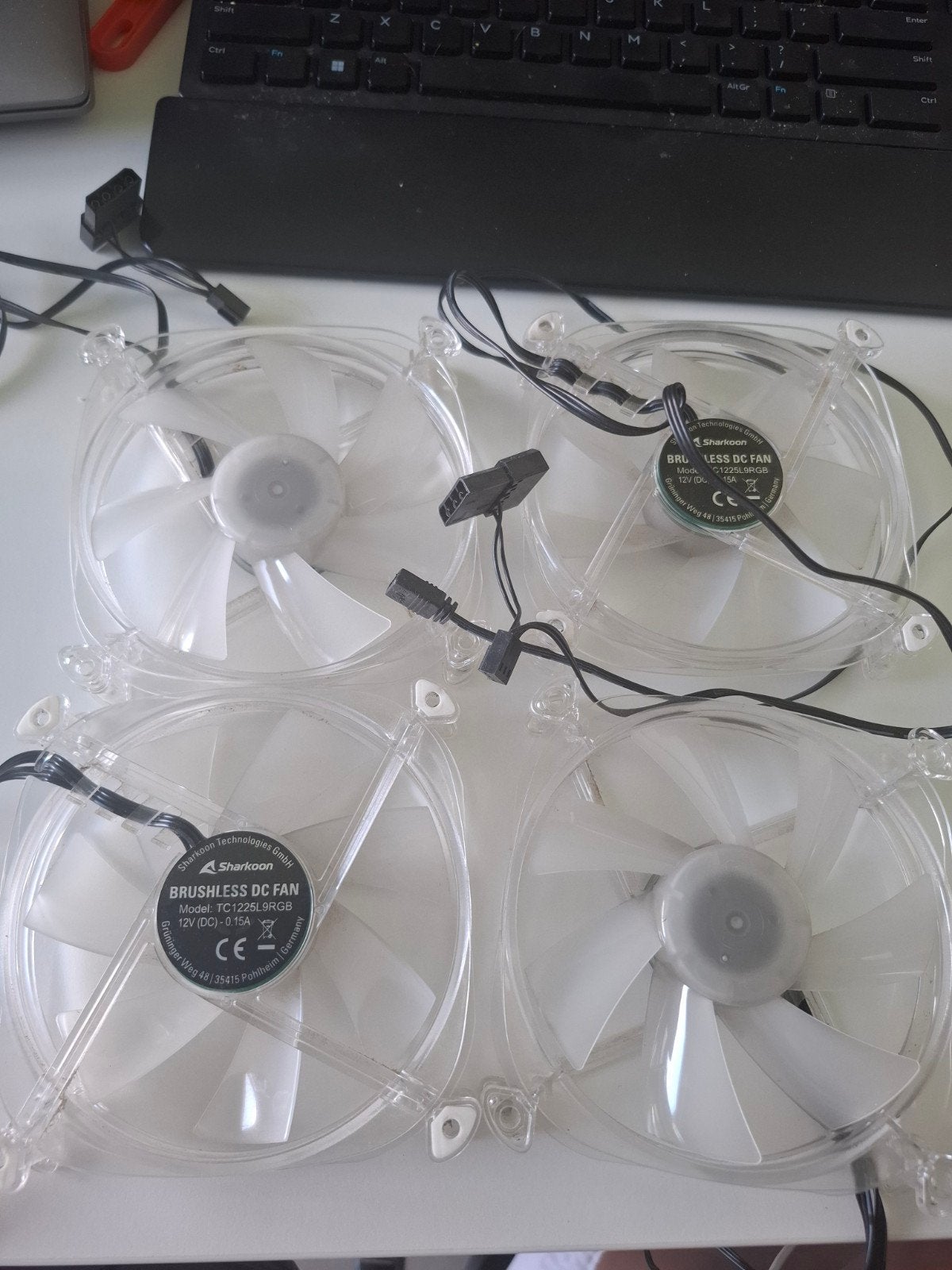 4x Sharkoon RGB PC Fans - Wit - 120mm, Computers en Software, Computerkoelers, Ophalen of Verzenden, Zo goed als nieuw, Luchtkoeling