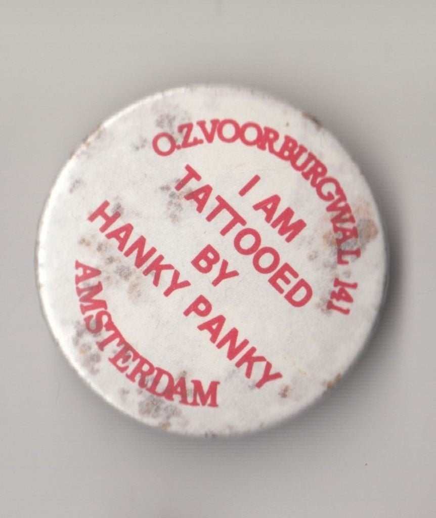 Hanky Panky Tattoo Shop Amsterdam button, Gebruikt, Niet vindbaar, Niet vindbaar, Speldje of Pin