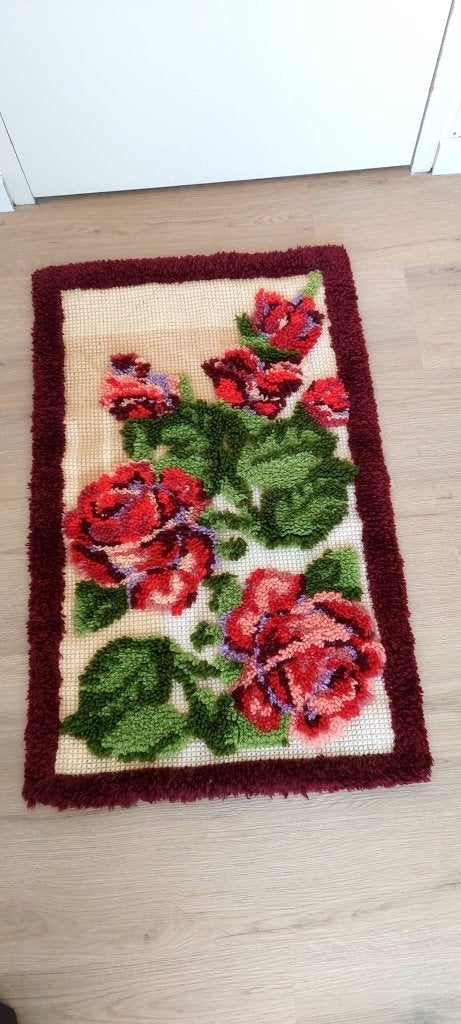 Vintage Smyrna tapijt kleed  70 knoop kleed  Rozen 100x60 cm, Eu, 50 tot 100 cm, Eu, Vintage