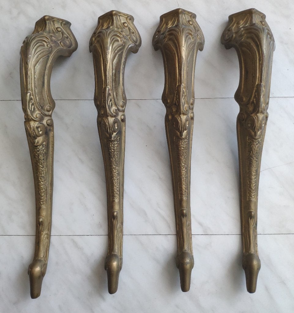 4 antieke koperen tafelpoten salontafel Hollywood Regency, Ophalen, Koper