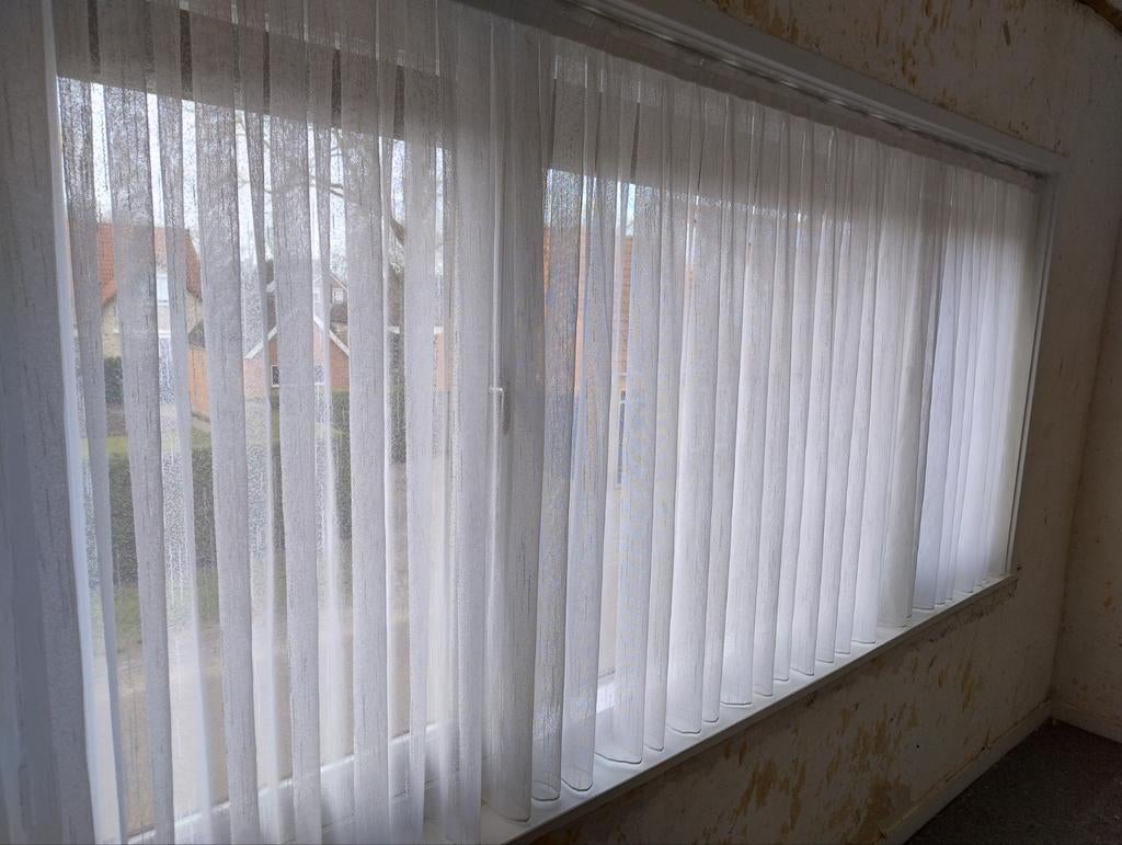 Vitrage effen met loodkoord onderzijde, Ophalen, Zo goed als nieuw, 200 cm of meer, Wit