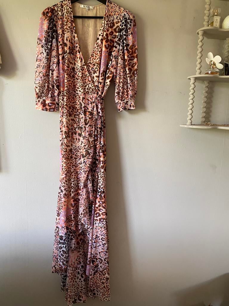 Roze maxi jurk / overslagjurk maat S, Ophalen of Verzenden, Zo goed als nieuw, Roze, Maat 36 (S)