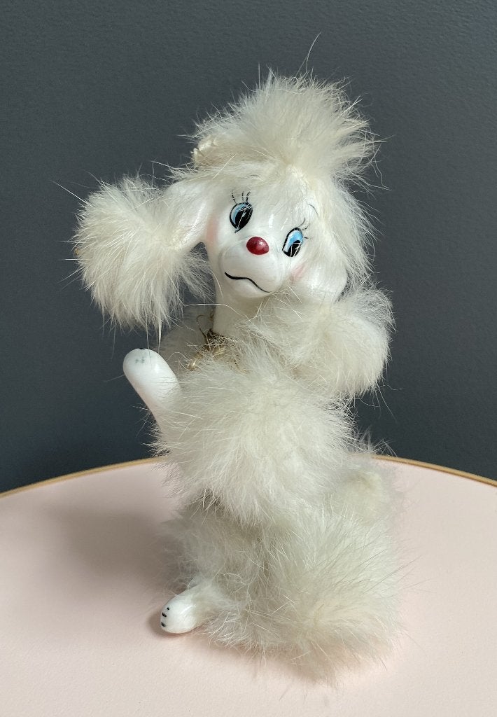 50 jaren vintage Poedel beeldje met fluffy vacht, Ophalen of Verzenden, Gebruikt, Dier