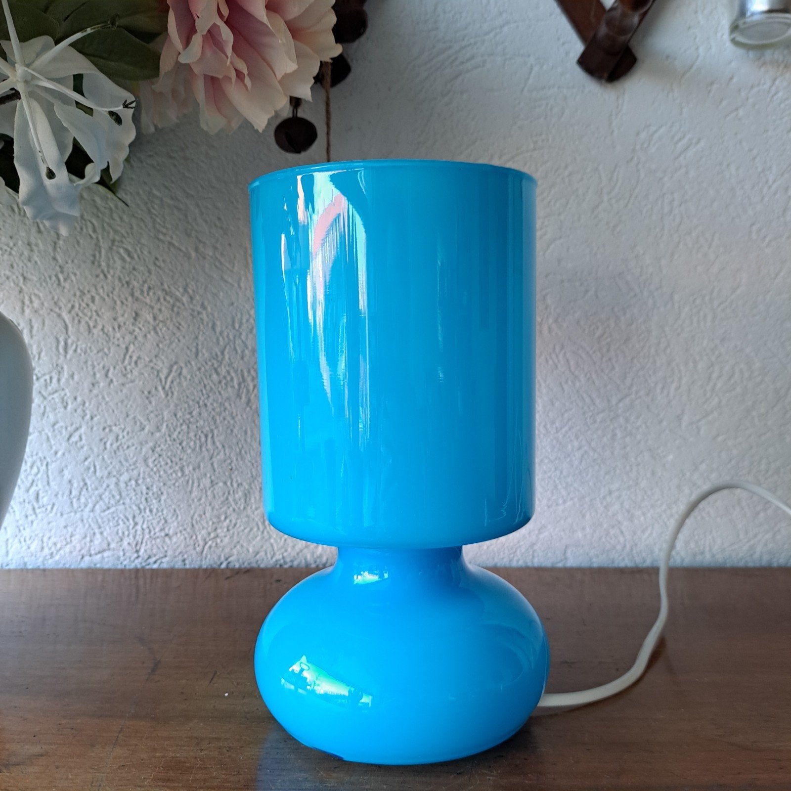 Set van 2 vintage ikea Lykta mushroom tafellampen., Blauw, Gebruikt, Met schakelaar, E14 (klein)