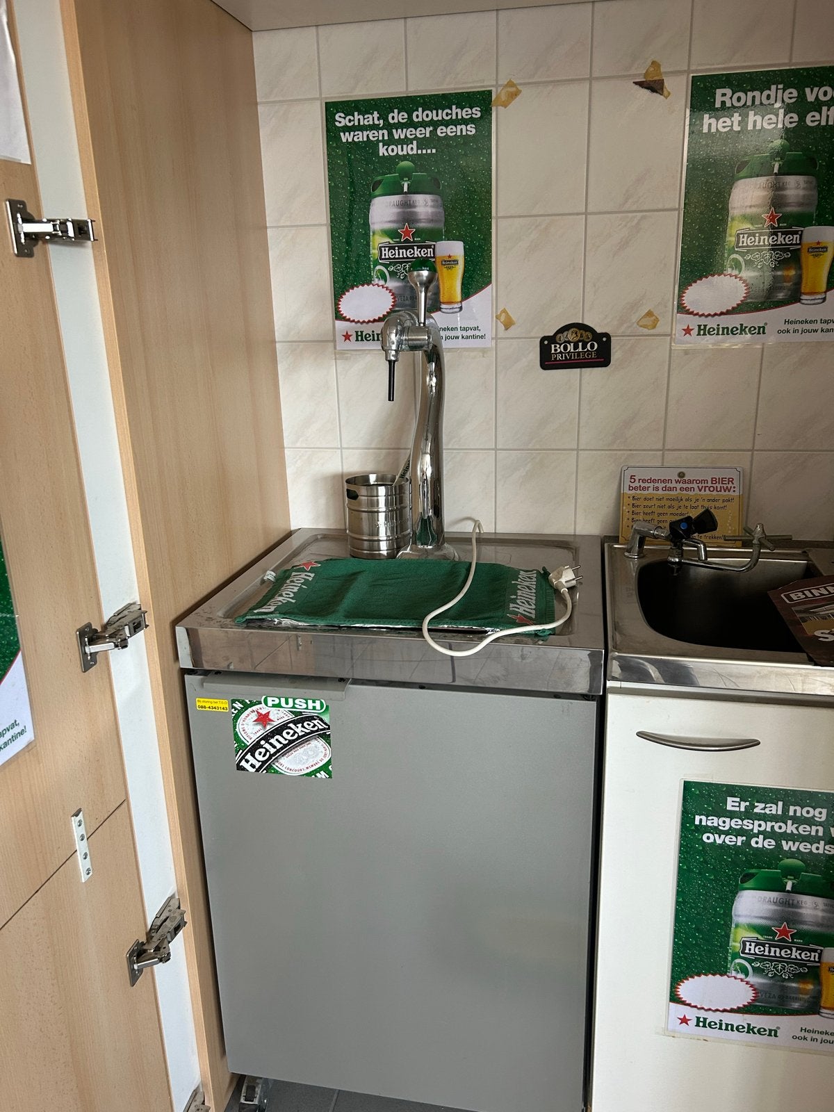 Heineken biertap met koelkast en spoelbak, Witgoed en Apparatuur, Thuistaps, Ophalen, Gebruikt, Philips