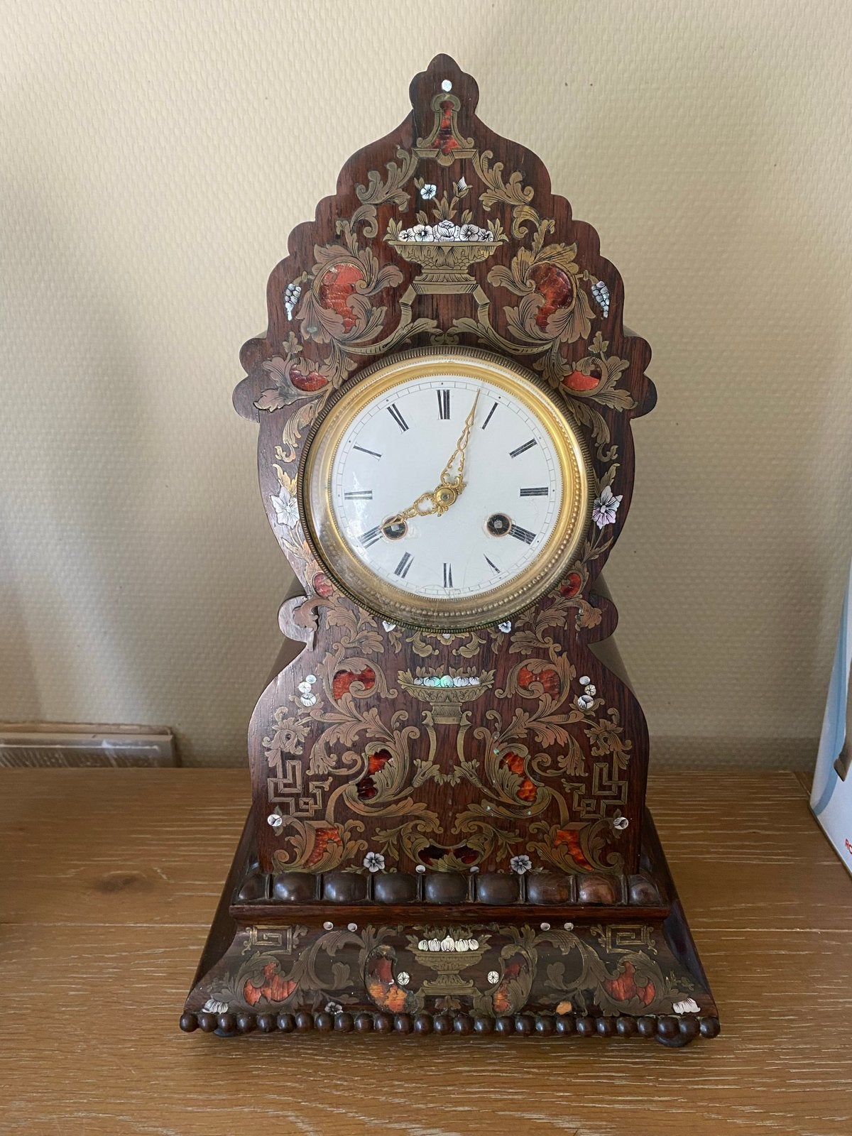 Vintage Klokje met Inlegwerk - 47 cm hoog, 25 cm breed, Antiek en Kunst, Ophalen