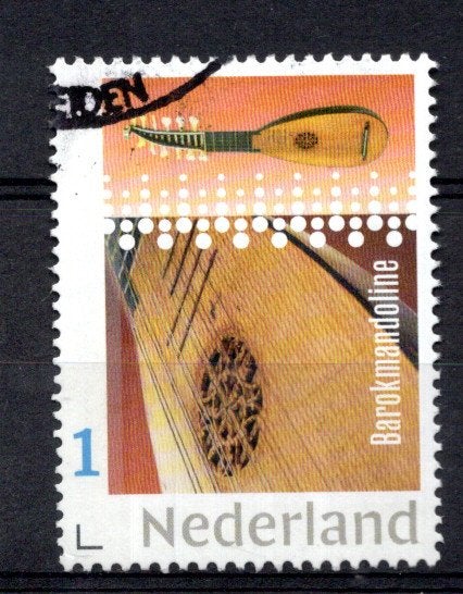 gestempelde zegel. Persoonlijke: muziek uit serie van 10, Postzegels en Munten, Postzegels | Nederland, Ophalen of Verzenden, Na 1940