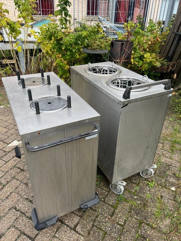 professionele rvs bordenwagen/bordendispenser -2 stuk, Ophalen, Gebruikt