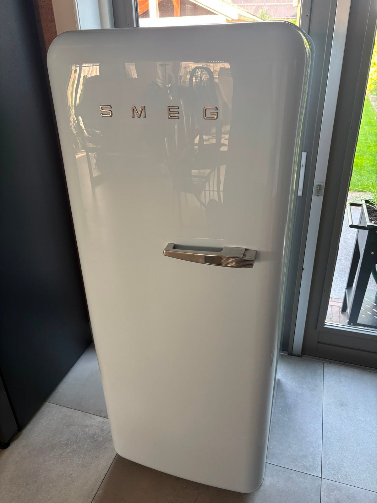 SMEG FAB28LAZ1 Retro koelkast pastelblauw – bouwjaar 2022, Ophalen, 200 liter of meer, 60 cm of meer, Met aparte vriezer