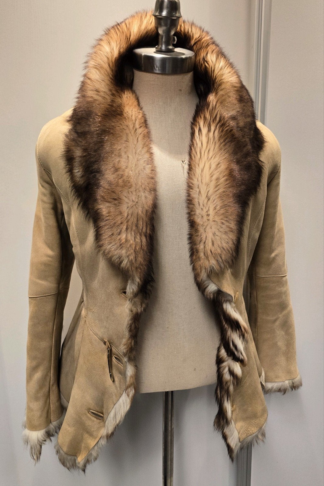Mooie Italiaanse lammy coat - dames maat XS - lamsleer, Ophalen of Verzenden, Zo goed als nieuw, Maat 34 (XS) of kleiner, Bruin