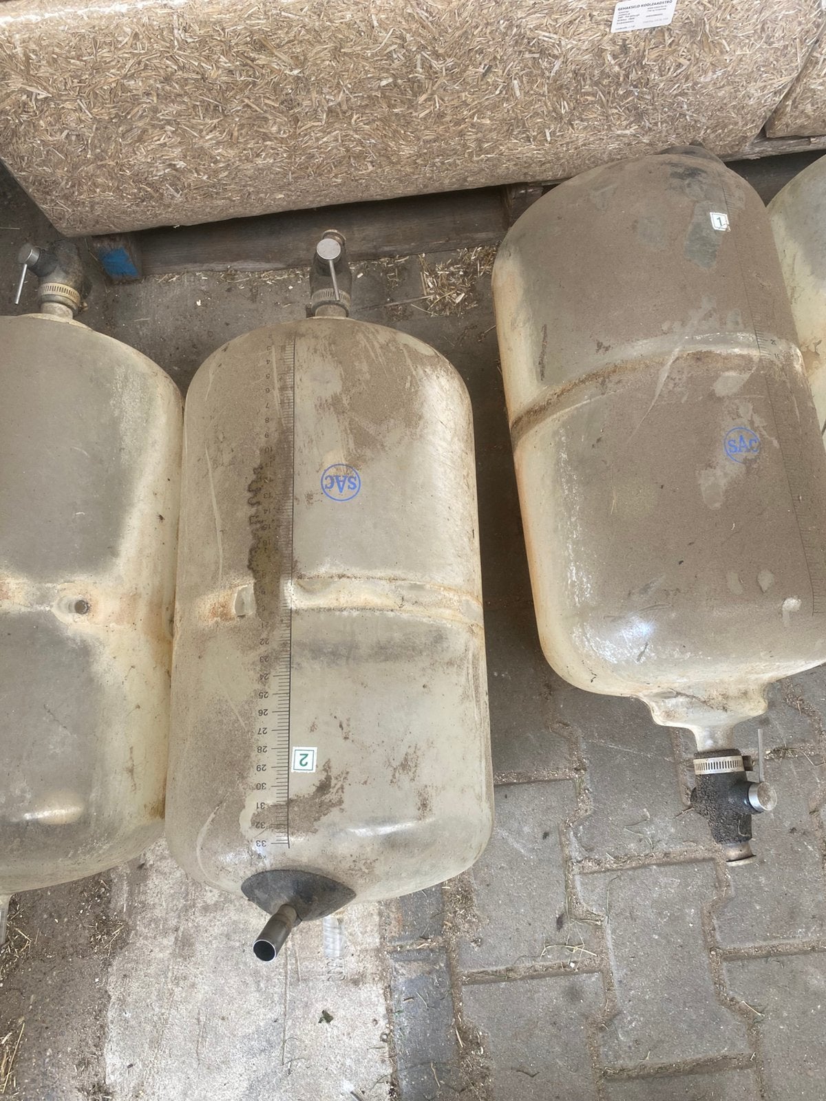 7 SAC melkglazen, 33 liter, Ophalen of Verzenden