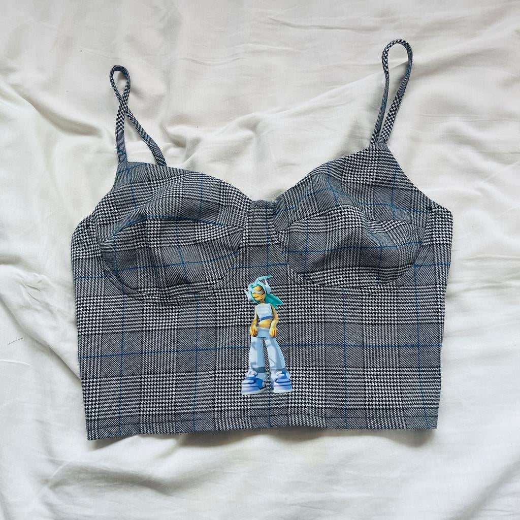 Geruite top met spaghettibandjes, Zwart, Ophalen of Verzenden, Zonder mouw, Maat 34 (XS) of kleiner