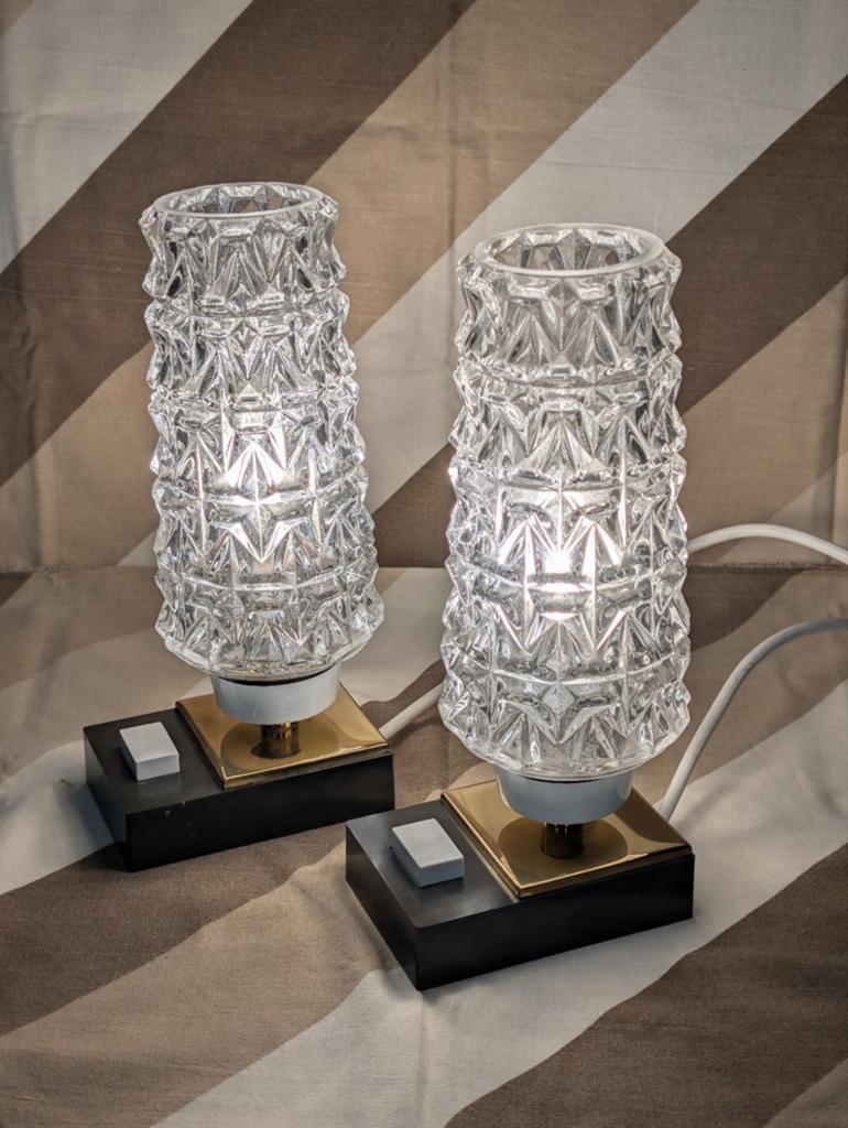 Prachtige vintage nachtlampjes - set van 2, Ophalen of Verzenden, Zo goed als nieuw, Glas