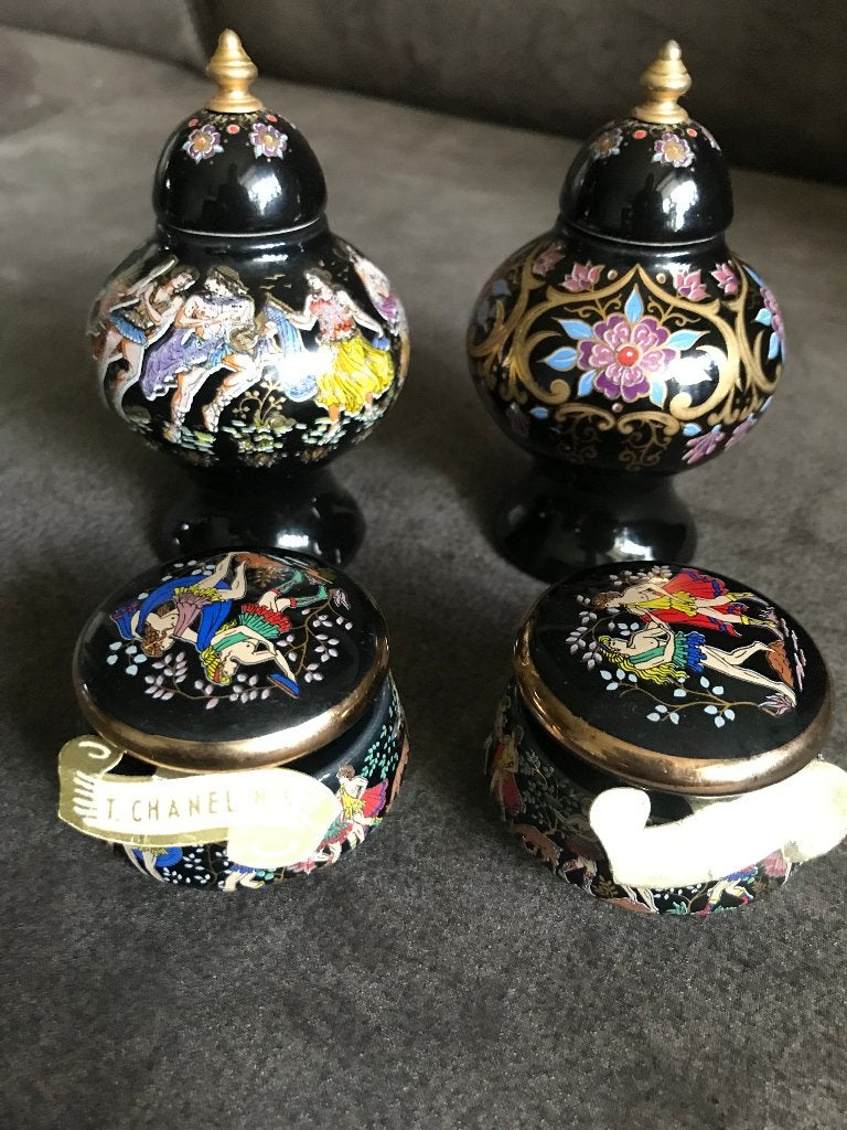 Parfum flesjes / Flacon Vintage Handgemaakt jaren 70/80., Ophalen of Verzenden, Zo goed als nieuw, Miniatuur, Gevuld