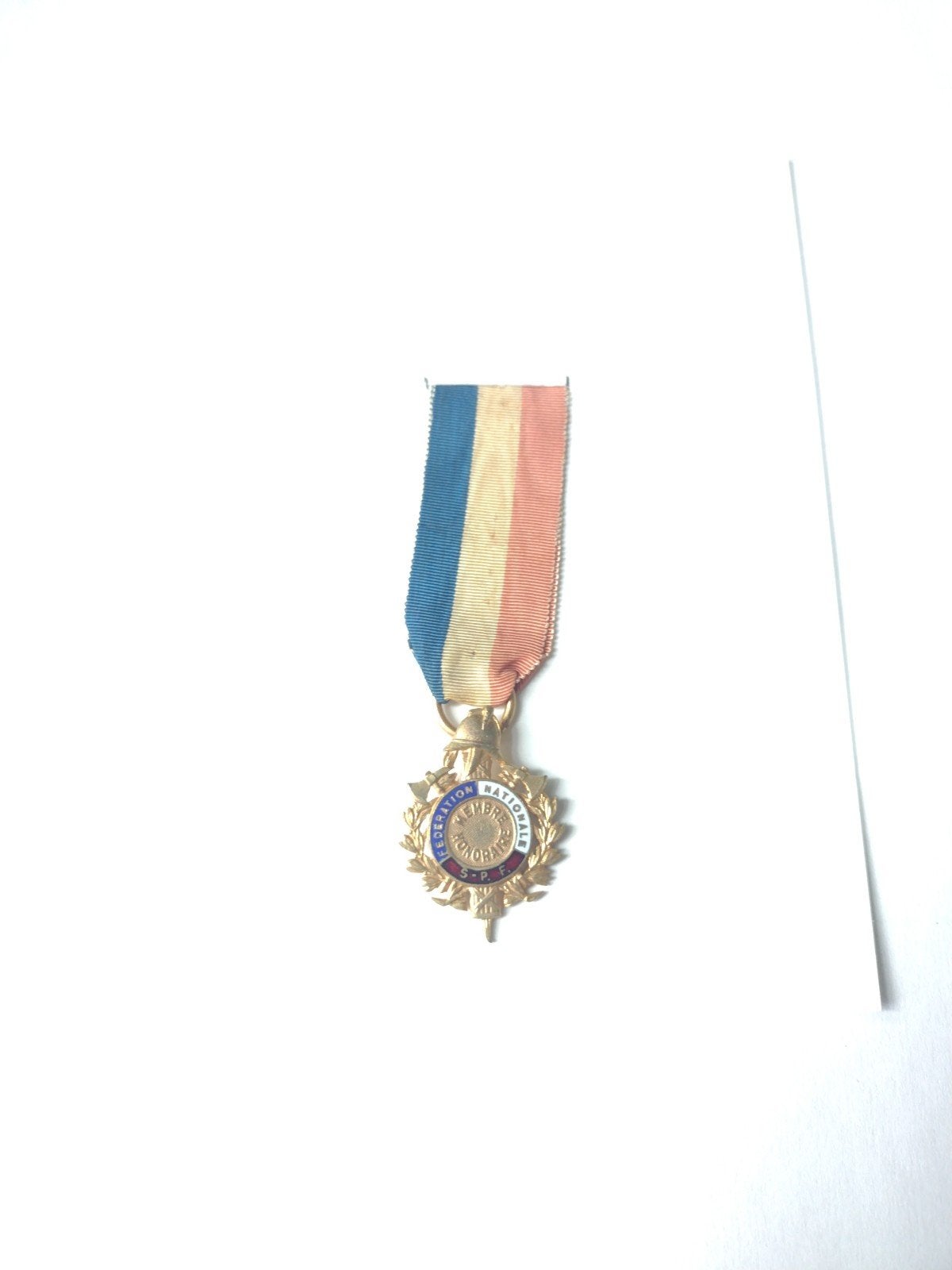 Brandweer medaille Frankrijk Nat. Fed. S. P. F. Erelid, Ophalen of Verzenden, Overige soorten, Overige gebieden, Lintje, Medaille of Wings