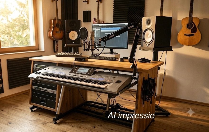 Home studio set: workstation, microfoon, boomarm, interface, Ophalen, Zo goed als nieuw, Studiomicrofoon