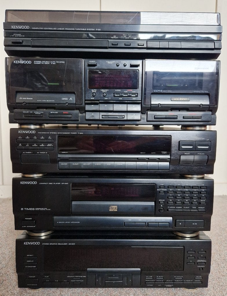2x Kenwood midi stereoset A94 deels werkend & surround boxen, Gebruikt, Cd-speler, Microset, Ophalen