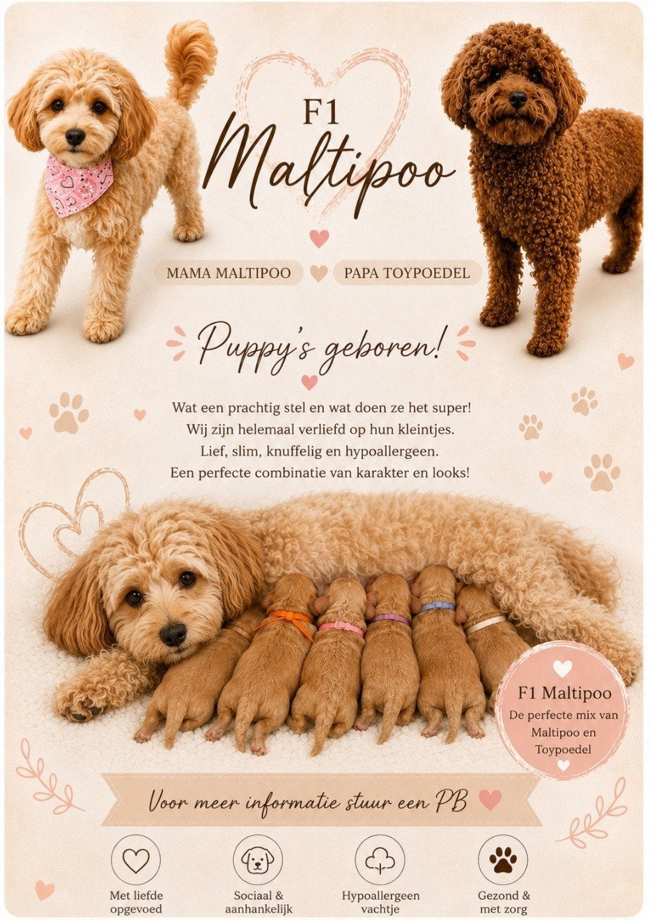 maltipoo pups, 8 tot 15 weken, Meerdere, Meerdere dieren, Klein