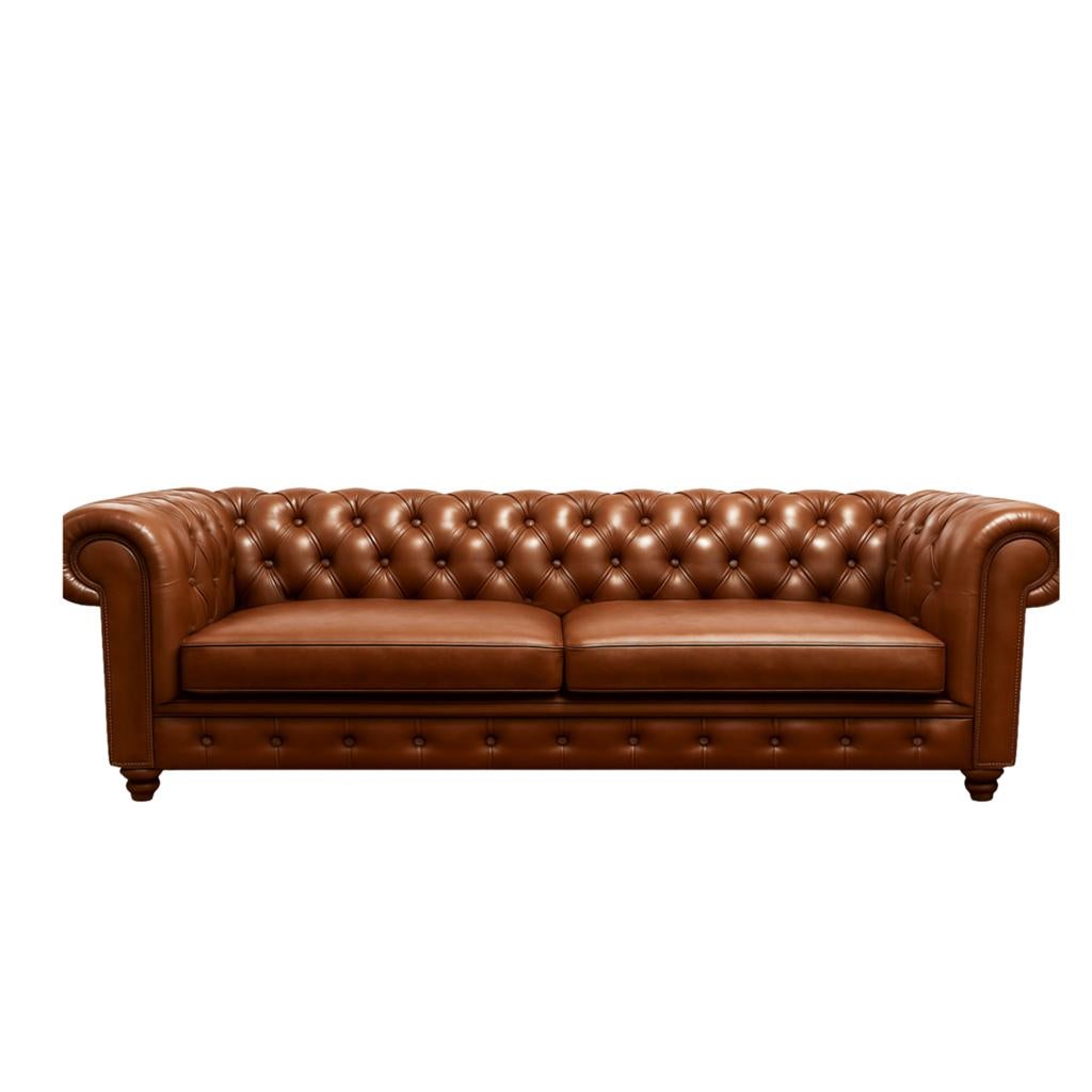 Luxe Chesterfield Sofa - Bruin PU Leer, Verzenden, Zo goed als nieuw