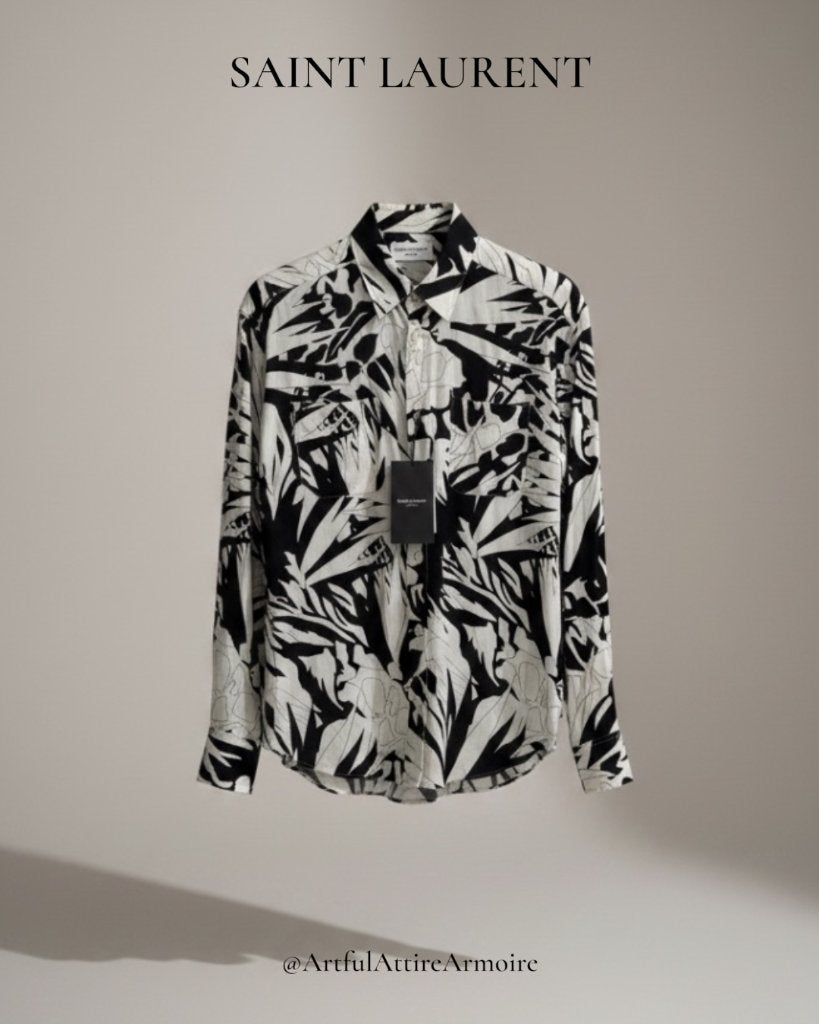 Saint Laurent "Jungle Print" Silk-Viscose Shirt, Verzenden, Nieuw, Wit, Saint Laurent