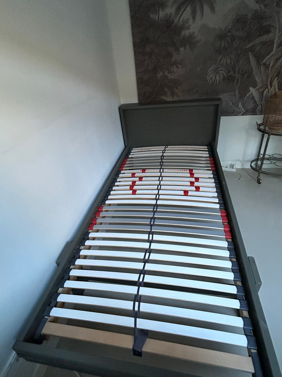 Bed Derk van Woood met bedlade en lattenbodem, Ophalen, Gebruikt, 90 cm, Eenpersoons