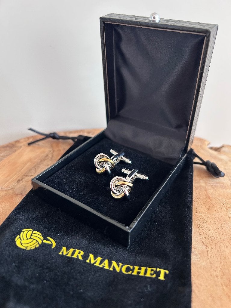 Manchetknopen goud/zilvereren knoop, Sieraden, Tassen en Uiterlijk, Manchetknopen, Ophalen of Verzenden, Nieuw, Overige materialen