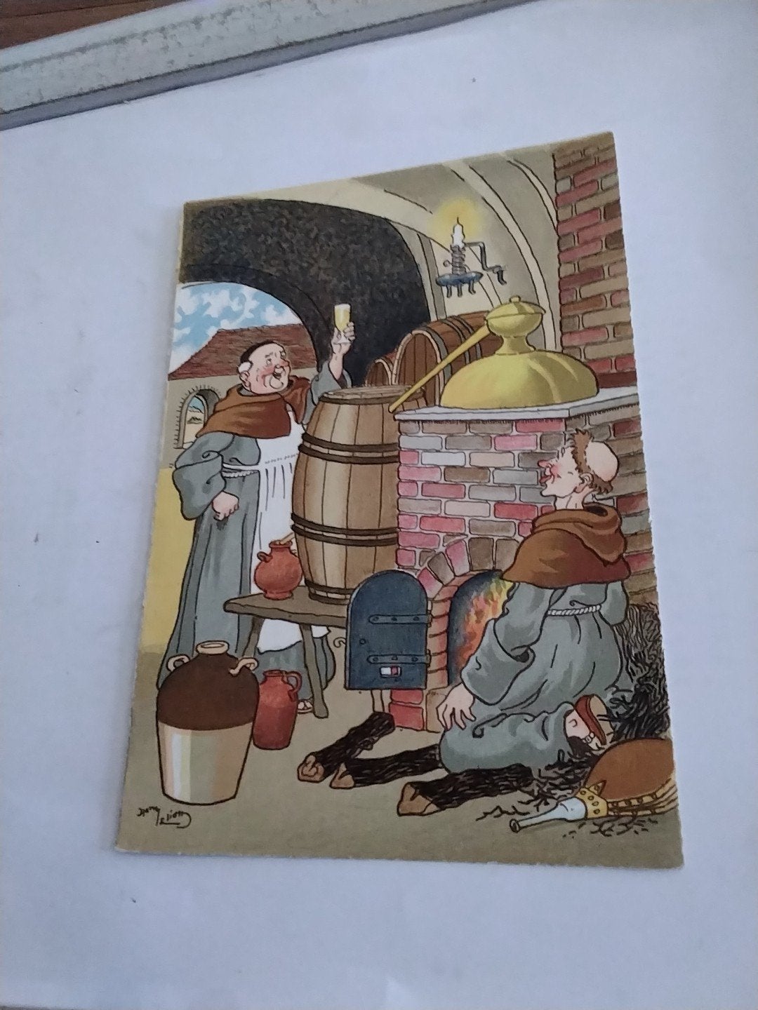Oude ansichtkaart: Monniken brouwen bier Harry Eliott, Verzamelen, Ophalen of Verzenden, Voor 1920