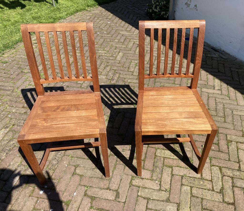 Rechte Stoelen teakhout, Ophalen, Zo goed als nieuw, Bruin, Hout