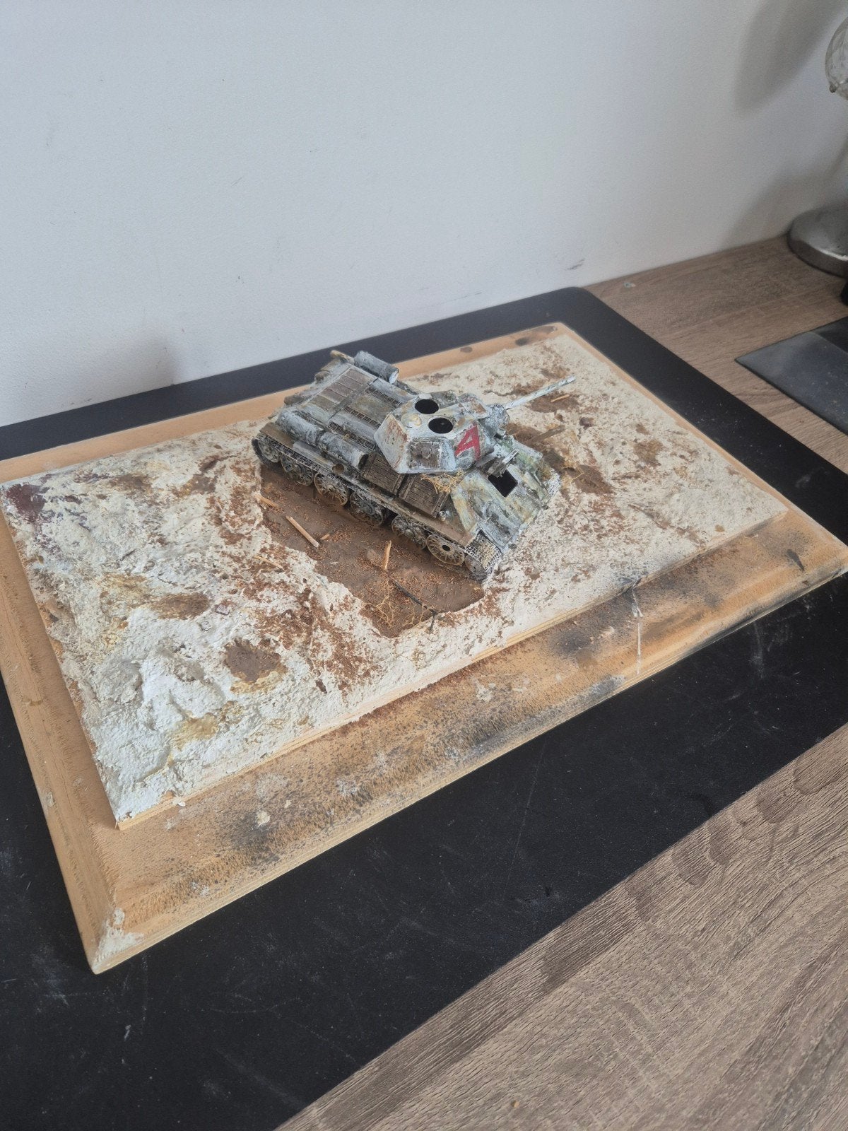 Russische T-34 Tank zit vast in de sneeuw diorama, Ophalen of Verzenden, Rechthoekig, Minder dan 50 cm