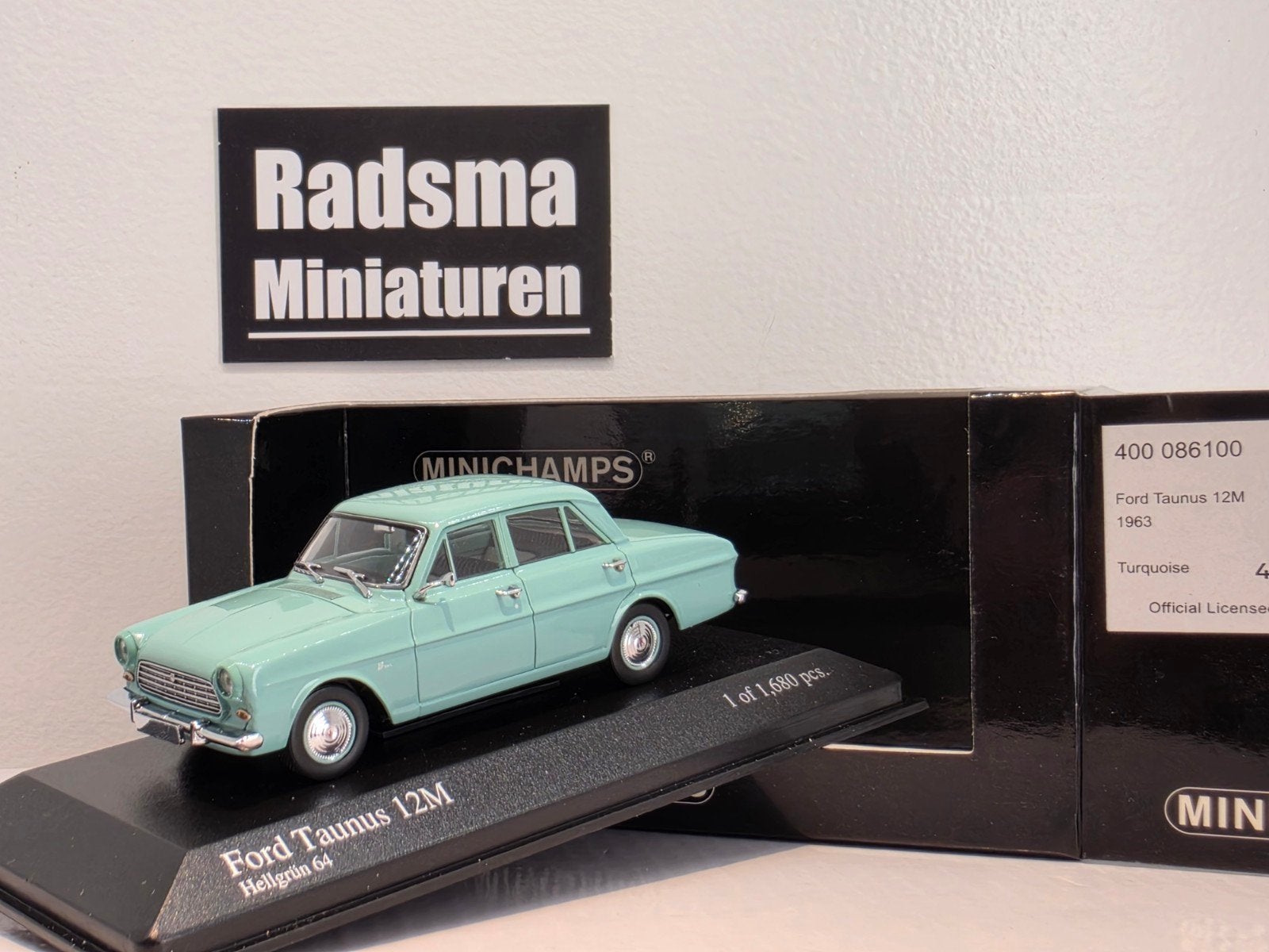 Ford taunus P4 12m - Turquoise - 1:43 Minichamps, Auto, Ophalen of Verzenden, Zo goed als nieuw, MiniChamps