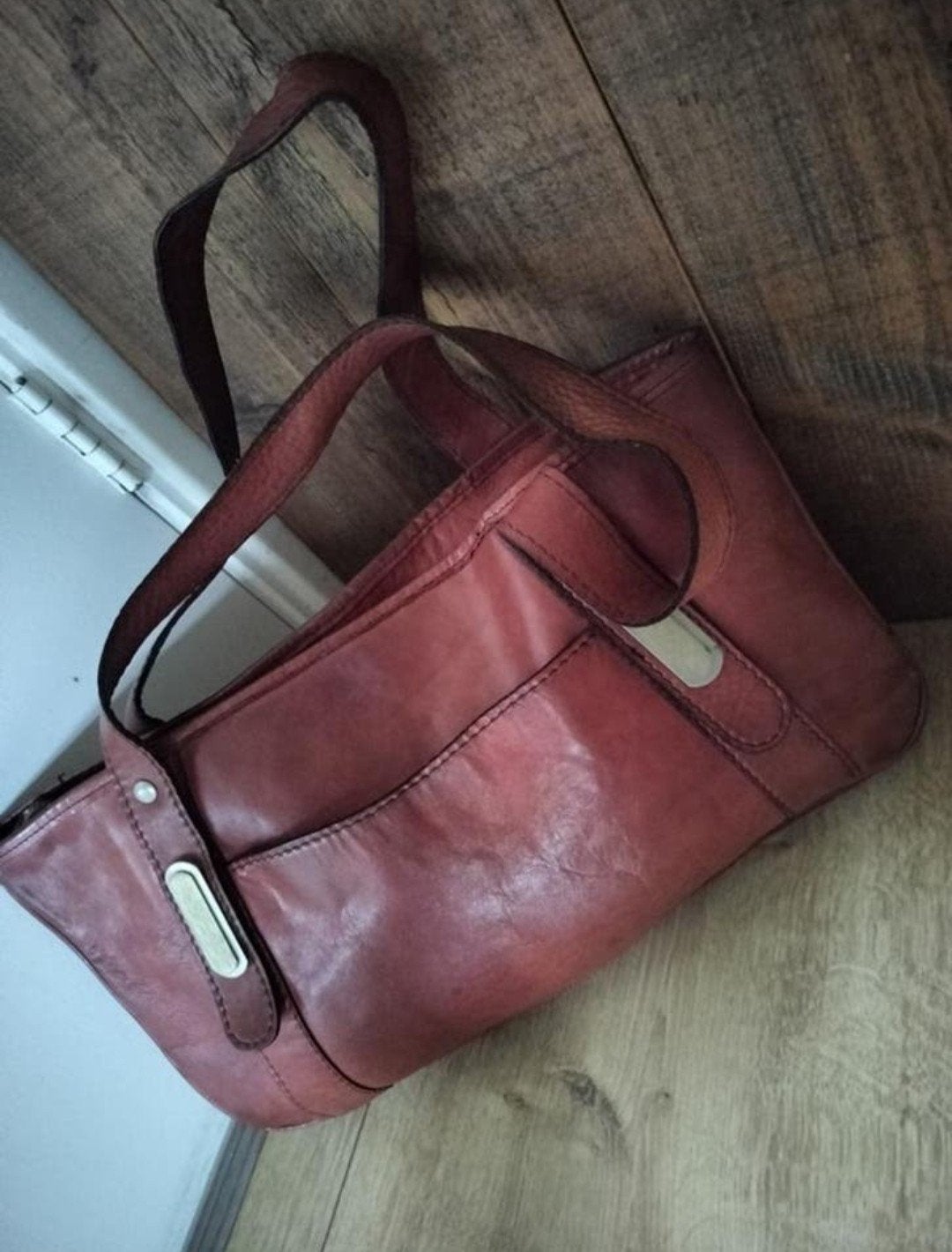Vintage Italiaanse leren tas

Aparte ruime tas met vier vakk, Verzenden, Leer