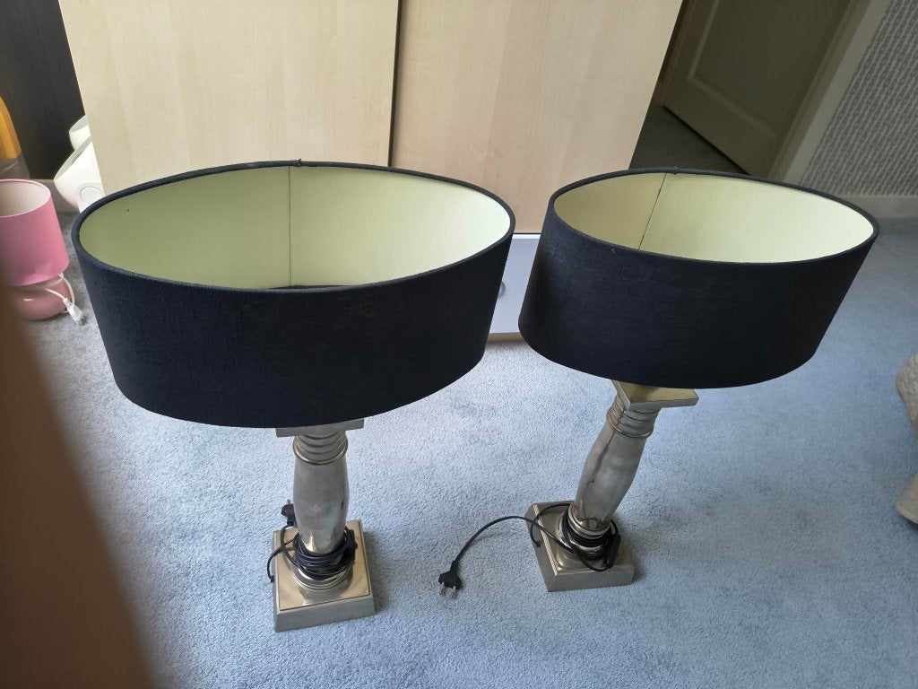 Set van 2 ovale zwarte lampenkappen (zonder voet), Huis en Inrichting, 16 cm, Gebruikt, Overige typen, Zwart