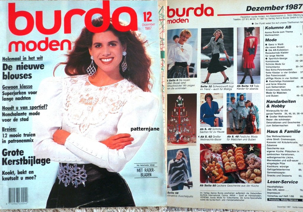 2 x BURDA de nummers: 7/90 en 12/87 - mooie mode maken, Overige typen, Verzenden, Vrouw, Burda
